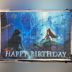 The Little Mermaid Happy Birthday Banner 3x5Ft